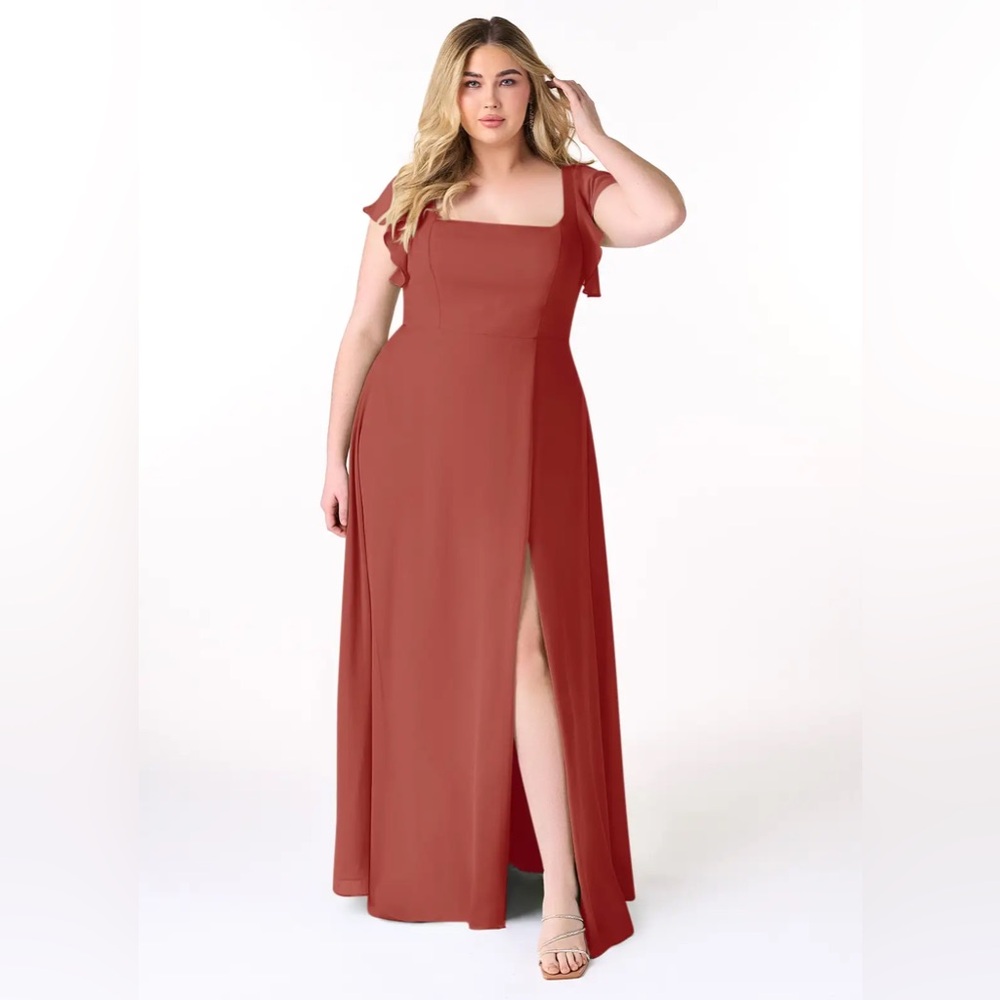 AZAZIE BONDI
Terracotta A-Line Ruffled Chiffon Dress - Picture 3 of 8